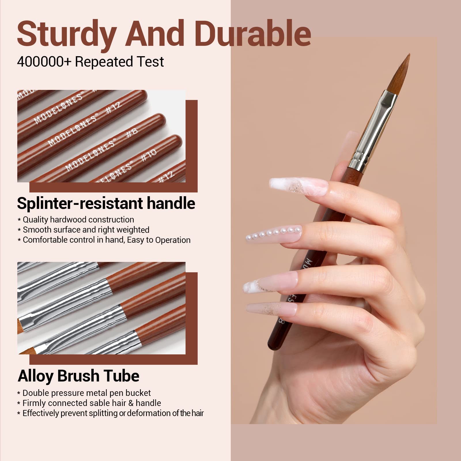 Modelones Kolinsky 10-round brush with wooden handle for detailed work.