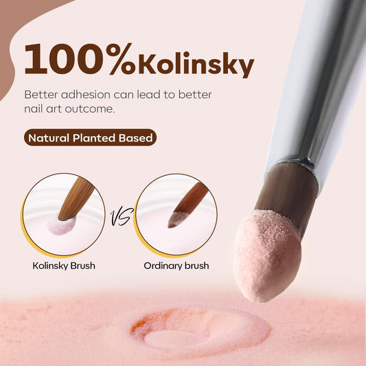 Modelones Kolinsky 8-round brush close-up for precise control.