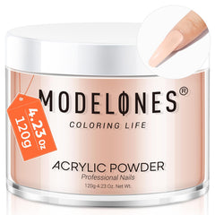 Modelones nude blush acrylic powder in a 120g jar for natural-looking nails.