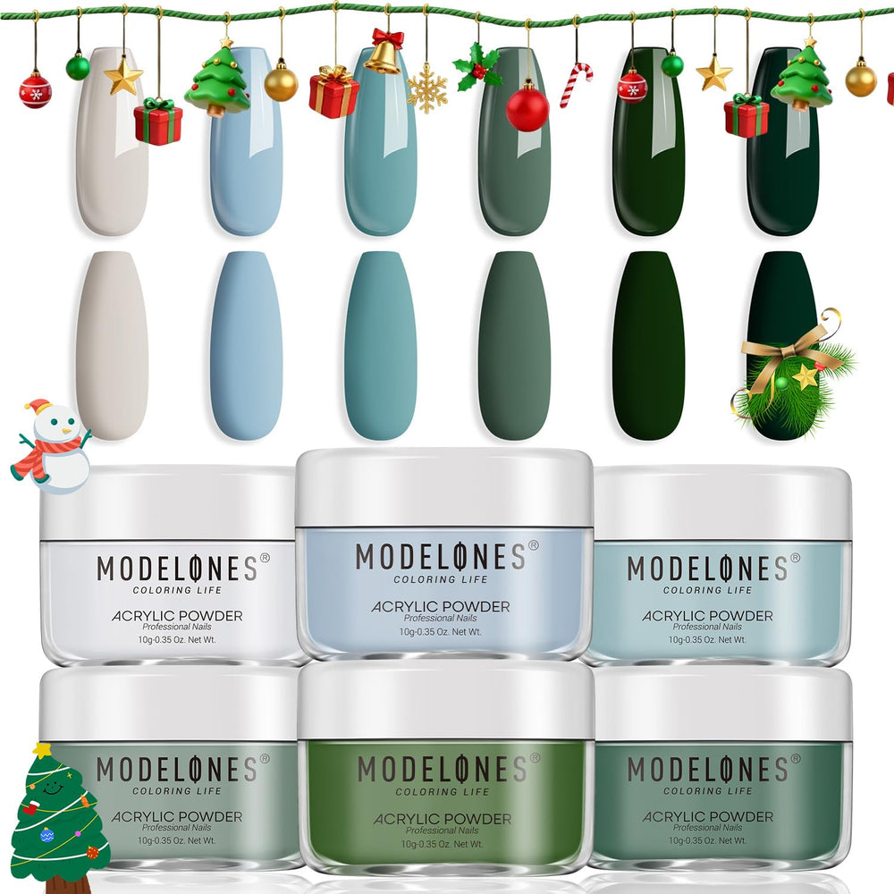 Modelones Sage Green powder swatch for easy at-home nail art with vibrant finish.