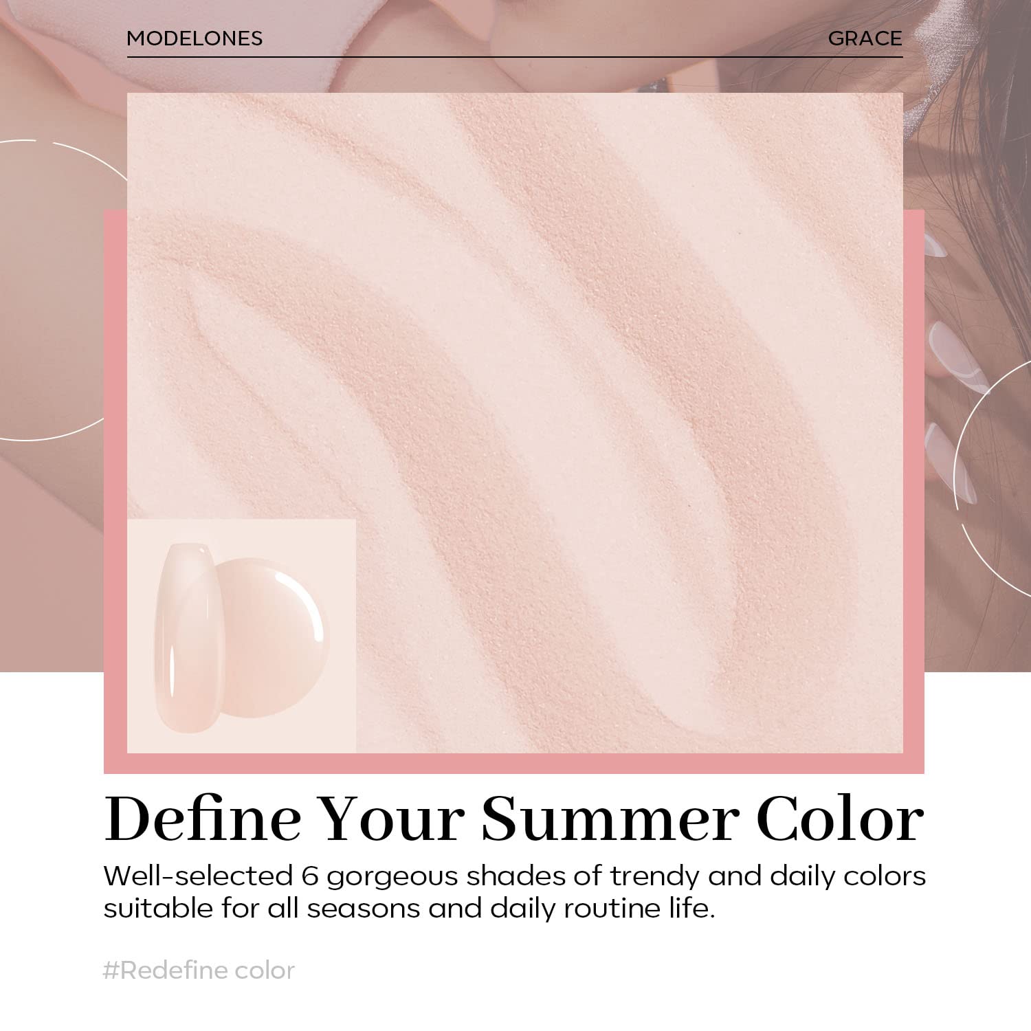 Modelones translucent nude dip powder swatches show sheer everyday shade