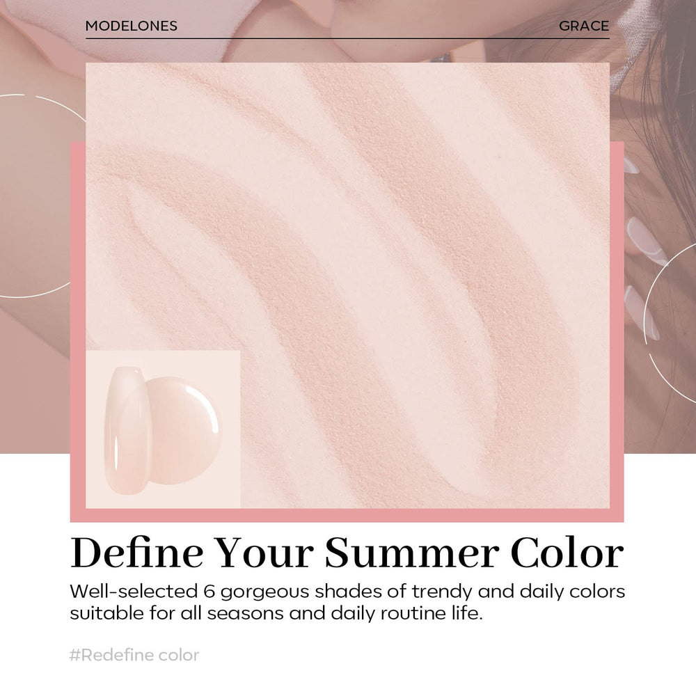 Modelones translucent nude dip powder swatches show sheer everyday shade