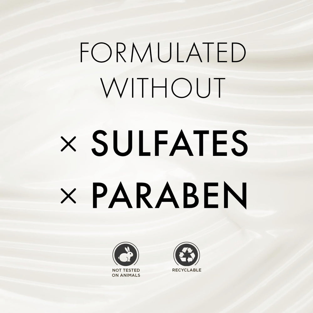 MOEHAIR Sulfate-free formula closeup emphasizes gentle cleansing.