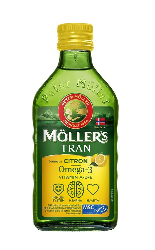 Möllers Tran Cod Liver Oil 250 ml bottle with citron flavor