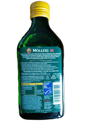 Pouring dropper of lemon citron cod liver oil with dosing visualization