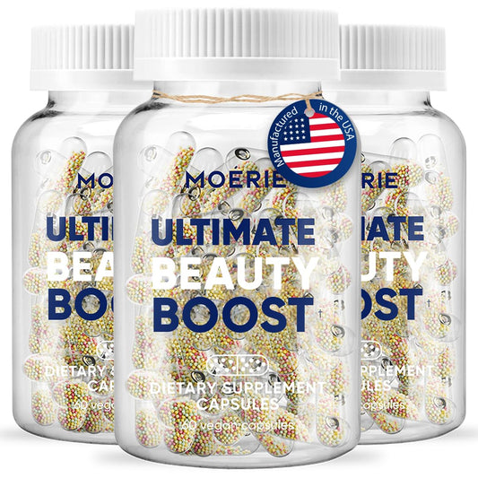 Hero shot of Moerie Hair Growth Supplements bottle