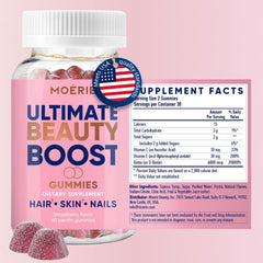 Close-up of a strawberry Moerie gummy vitamin