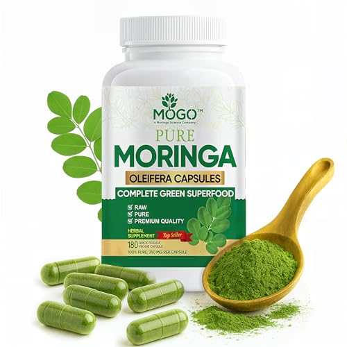 Front view of MOGO Moringa Capsules bottle
