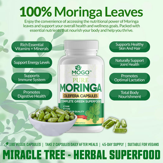 Side view of MOGO Moringa Capsules bottle