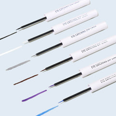 Moira Dip Liner brush tip close-up applying royal blue line for smudge-resistant wear