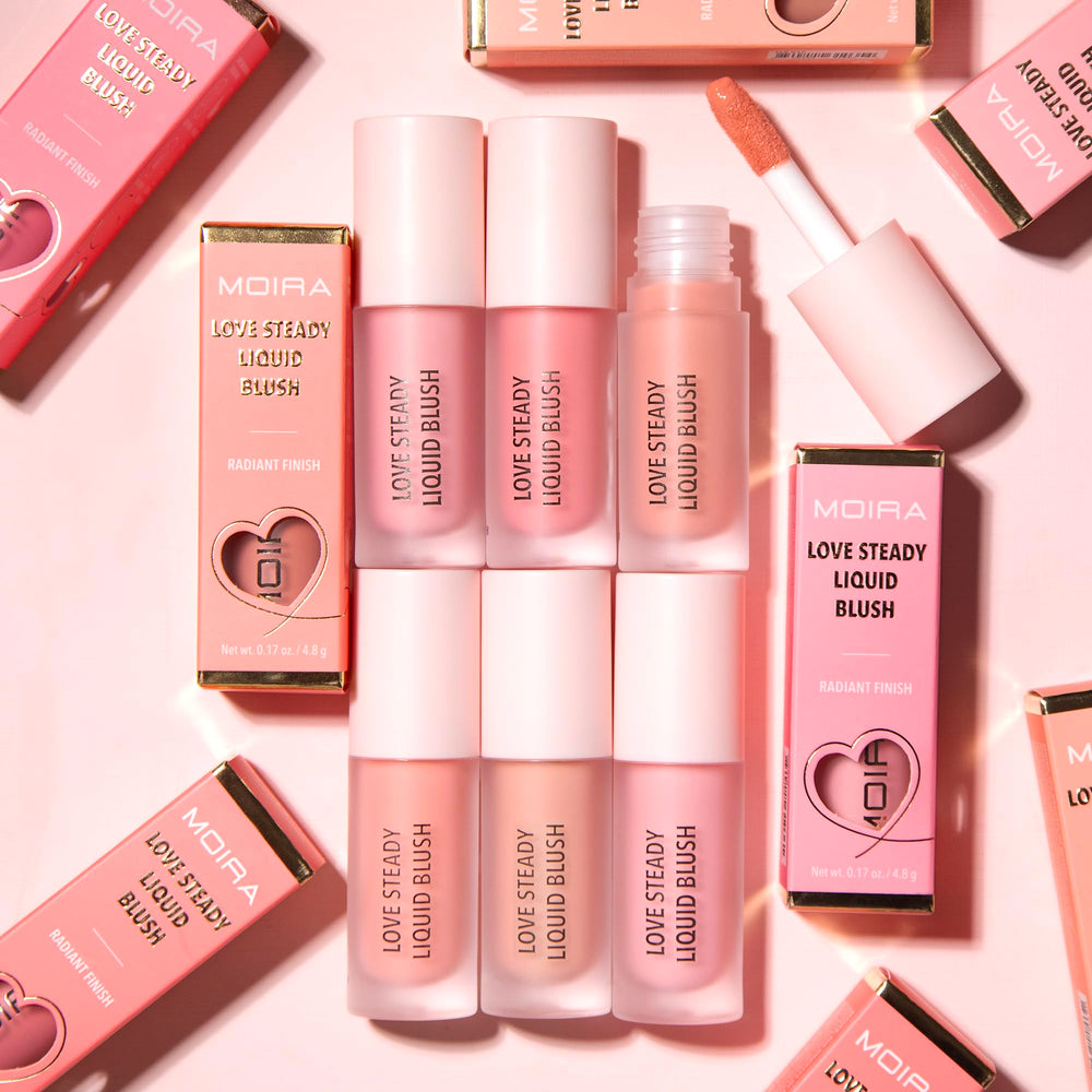Moira Love Steady Liquid Blush applied on cheek for seamless blend and natural glow.