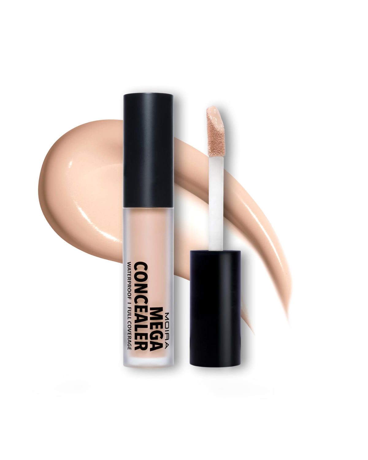 Moira Mega Waterproof Concealer tube swatch for versatile coverage.
