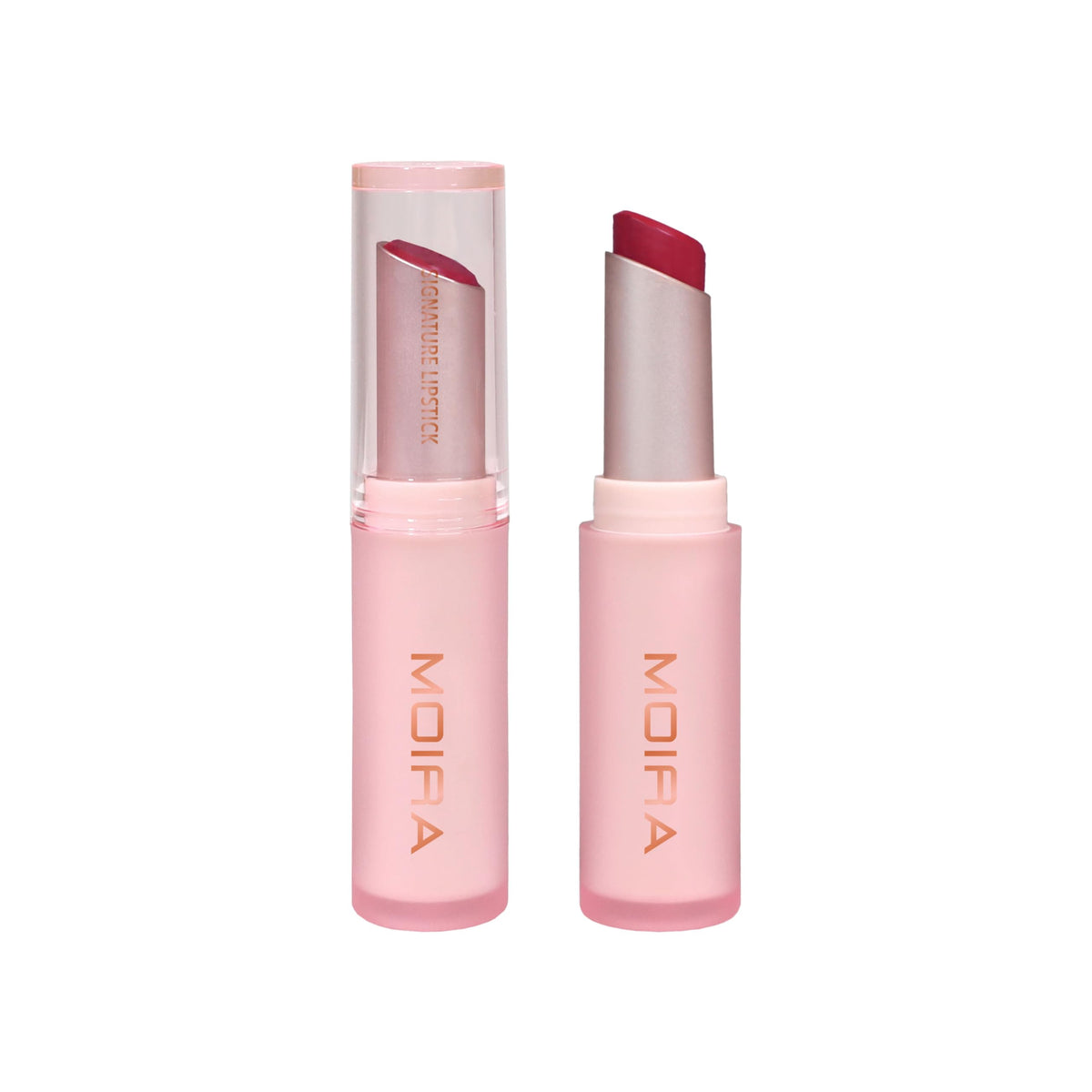 Moira Signature Lipstick Honeysuckle 024 swatch with hydrating color and subtle shine