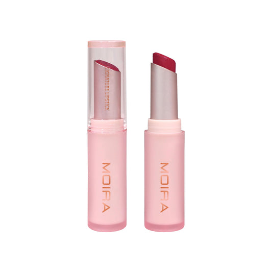 Moira Signature Lipstick Honeysuckle 024 swatch with hydrating color and subtle shine