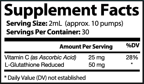 Back view of MOJObody Nano Glutathione 2oz Pump Bottle showing label