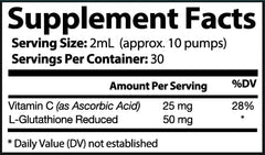 Back view of MOJObody Nano Glutathione 2oz Pump Bottle showing label