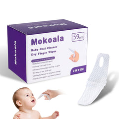 Front view of Mokoala baby finger toothbrush