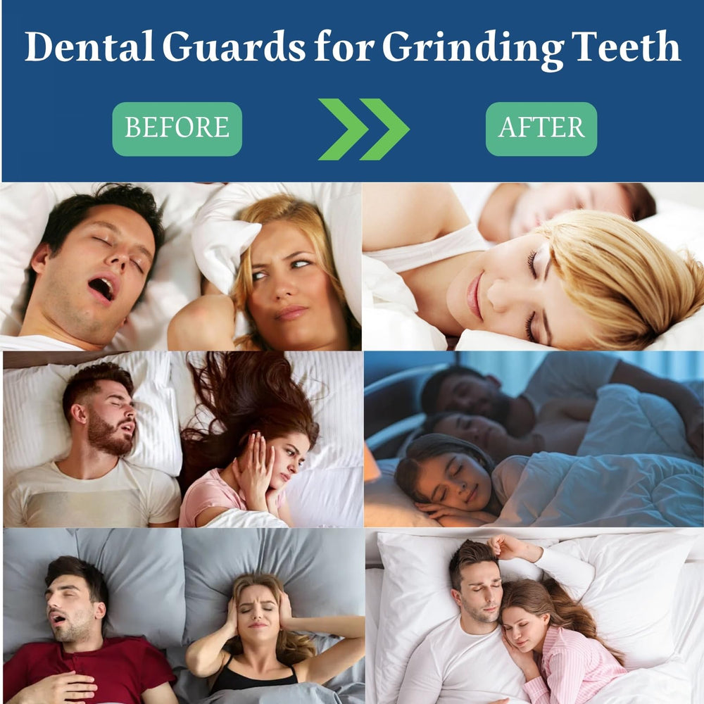 Moldable mouth guard being shaped to fit teeth