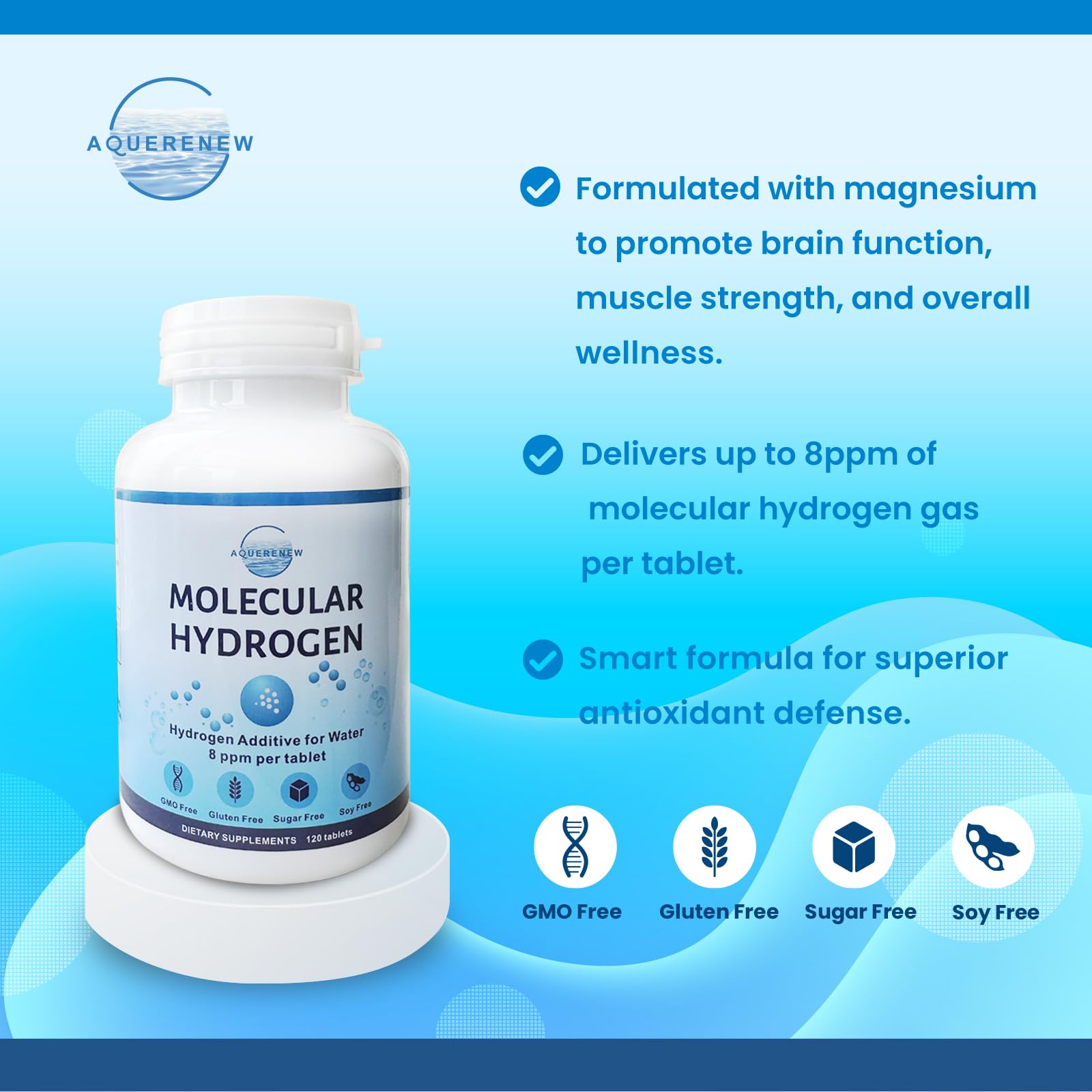 Close-up of hydrogen tablet showing magnesium infusion