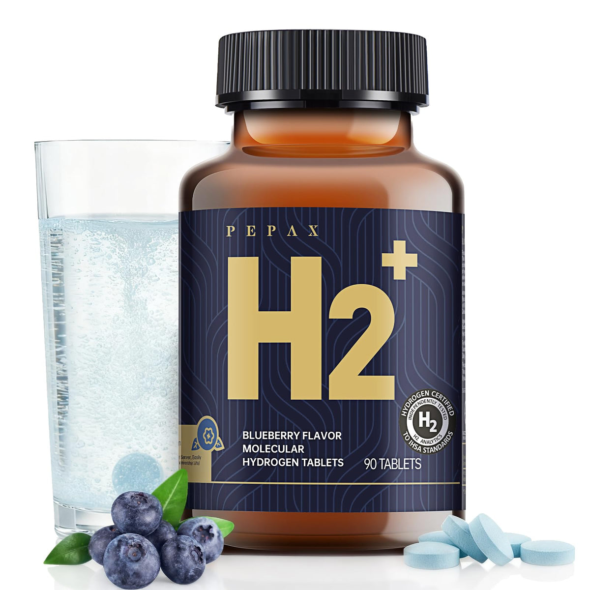 Bottle of molecular hydrogen tablets with magnesium