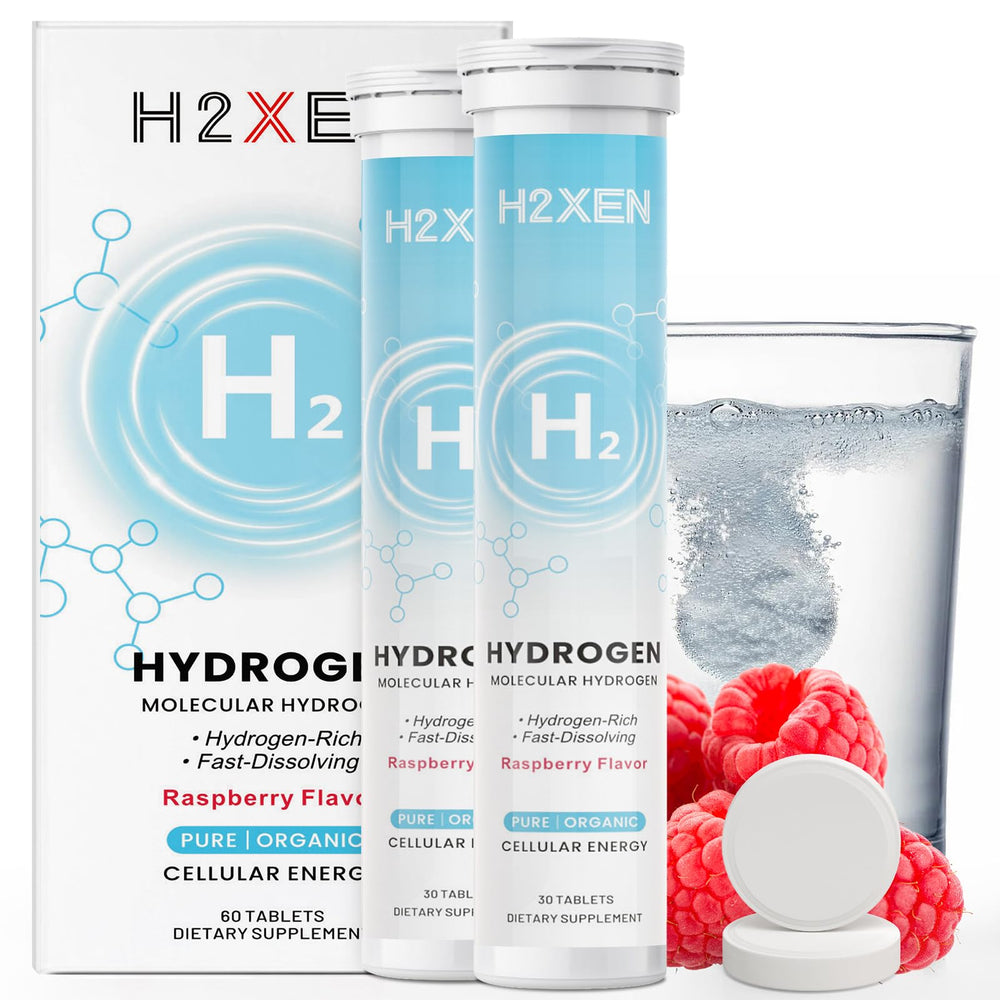 H2XEN Raspberry Molecular Hydrogen Tablets bottle – 60 count