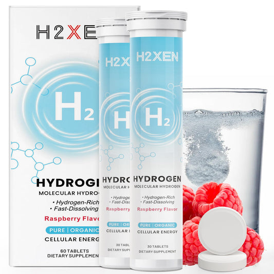 H2XEN Raspberry Molecular Hydrogen Tablets bottle – 60 count