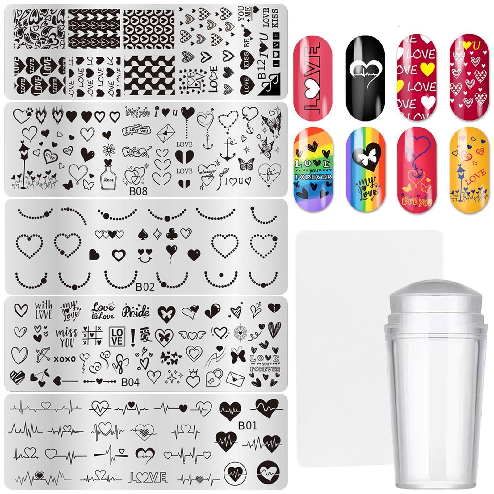 MOLILON heart pattern stamping plate for precise, romantic nail designs