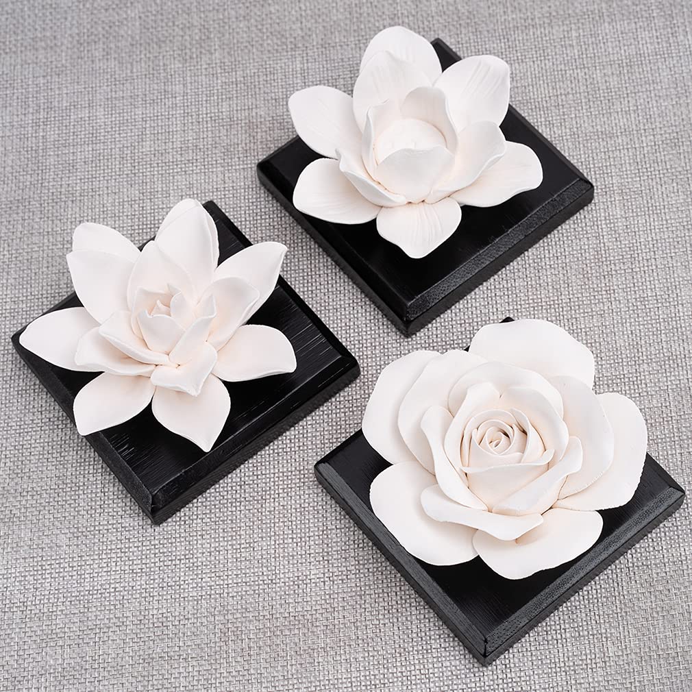 Decorative diffuser stones available in Magnolia, Lotus, and Rose styles