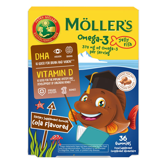 Möller’s Omega-3 Jelly Fish for kids – cola flavor, 36 capsules