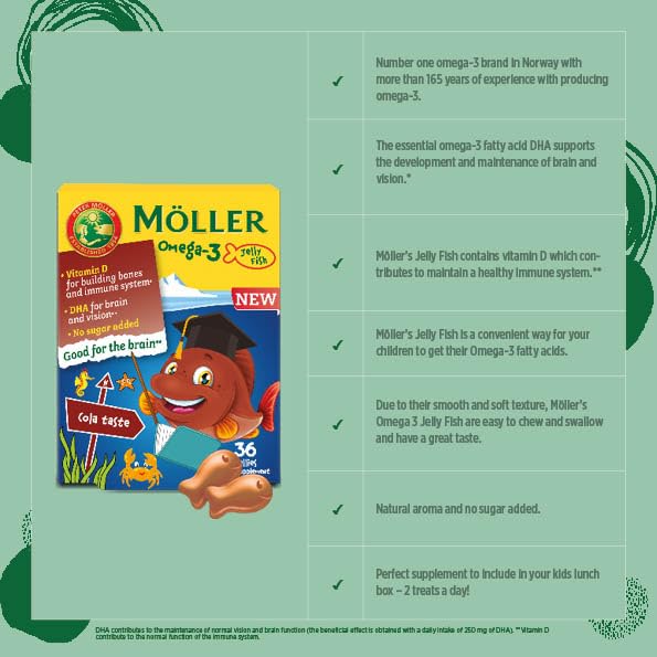 Packaging label highlighting DHA and EPA for kids