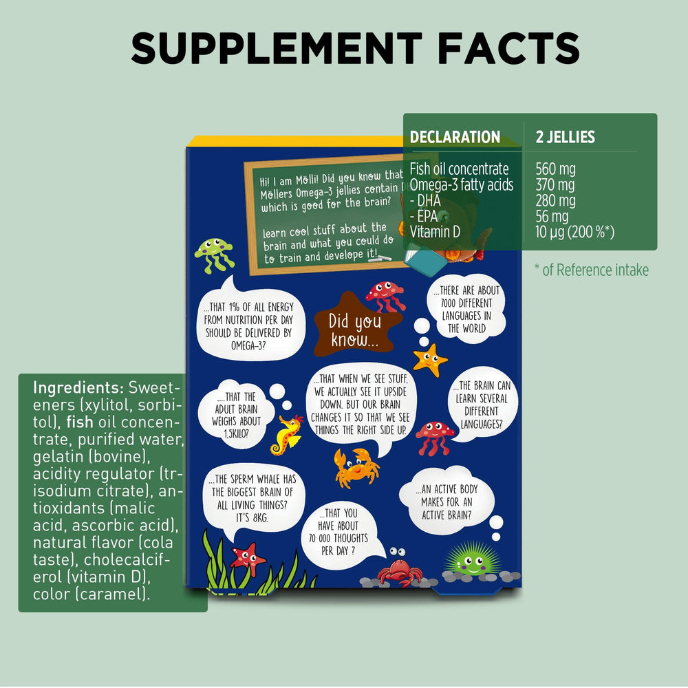 Label showing vitamins and minerals including vitamin D