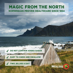 No added sugar and natural aroma on Möller’s Omega-3 packaging