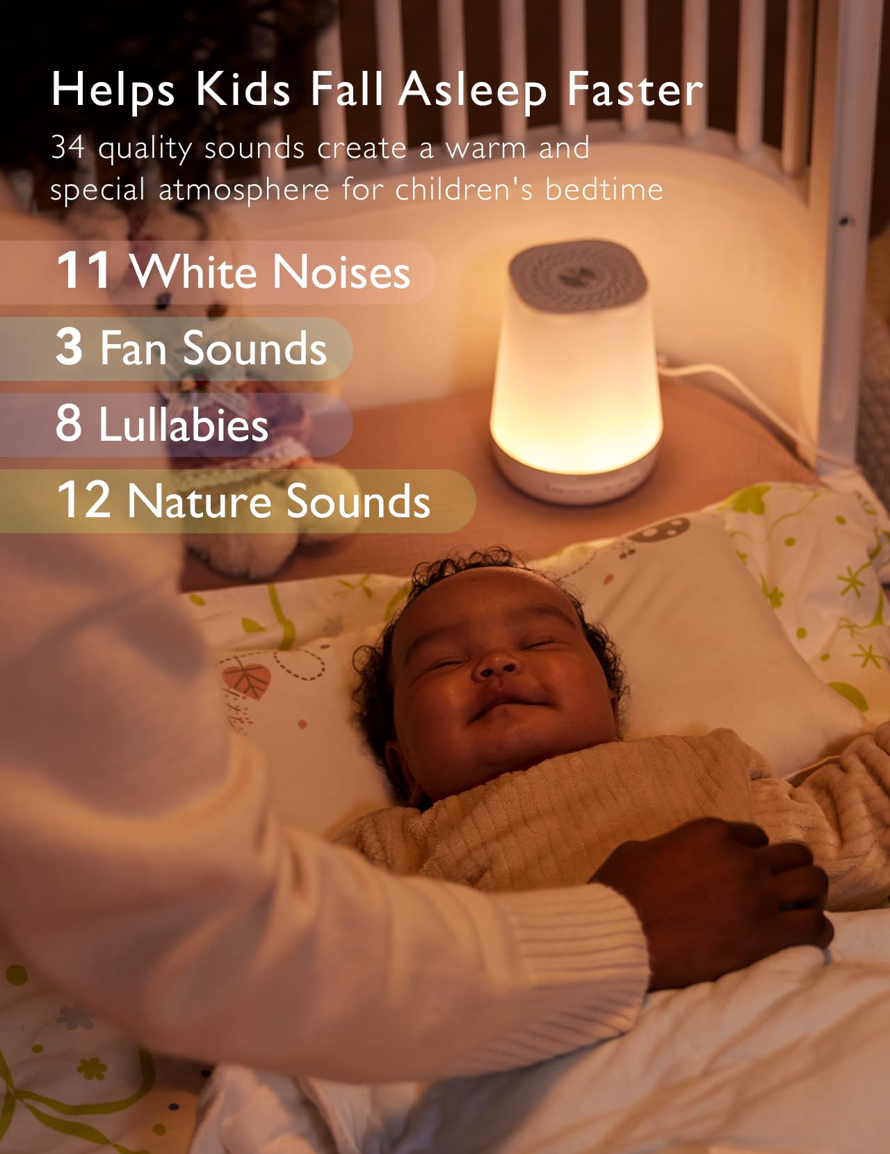 Momcozy night light seven colors image shows customizable ambience for nursery.