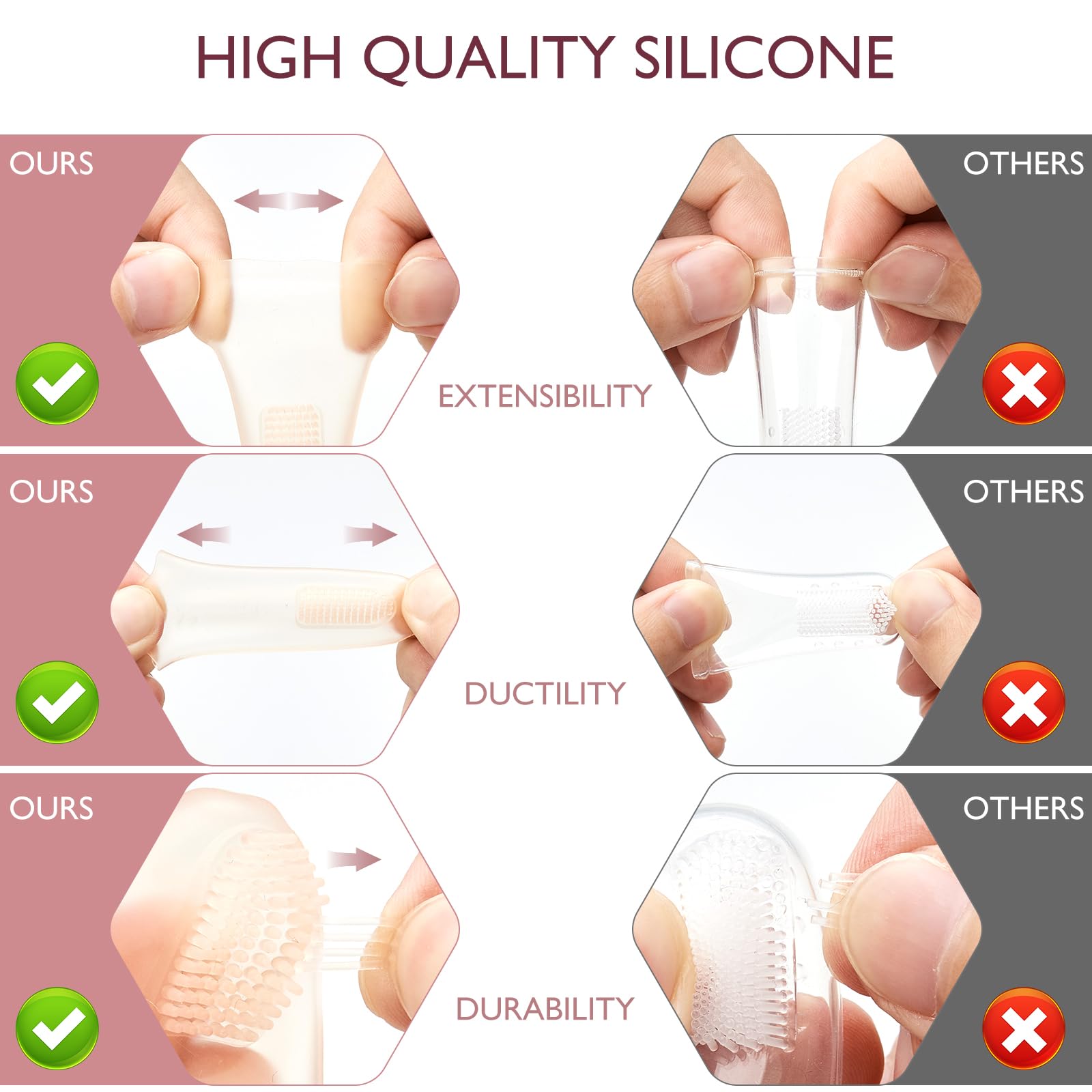 Raised gum-massage pattern on the back of the brush