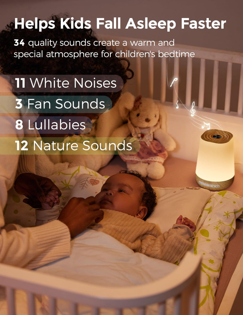 Momcozy sleep routine use-case scene illustrates easier toddler wind-down.