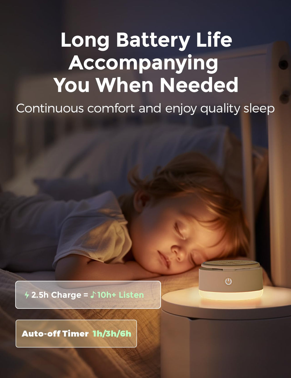 Momcozy nursery-use scene suggests gentle nighttime routines with soothing soundscape