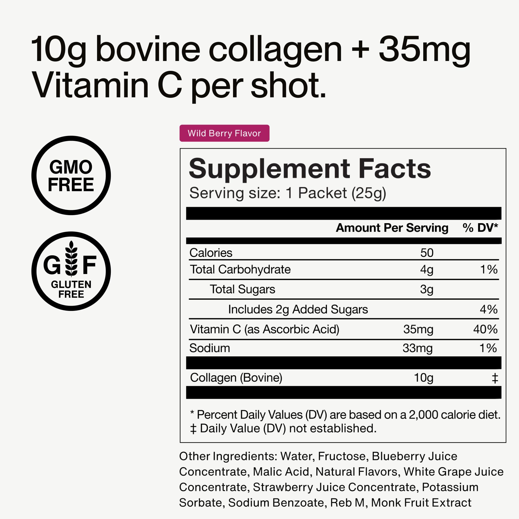 Wild Berry flavor overview of Momentous Collagen Shot