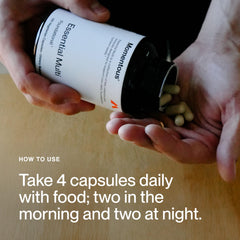 Serving size showing four capsules of Momentous multivitamin