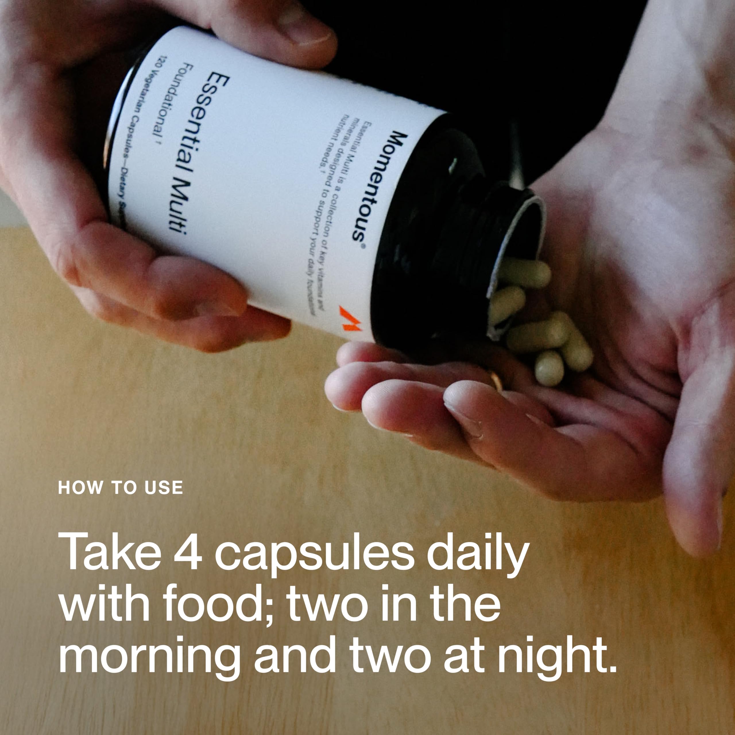 Momentous Essential Multivitamin ingredient-panel shows lutein, resveratrol, broccoli seed