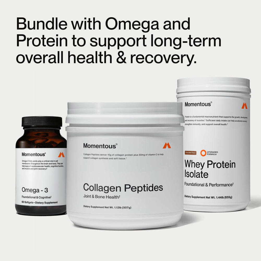 Side view of Momentous collagen product packaging