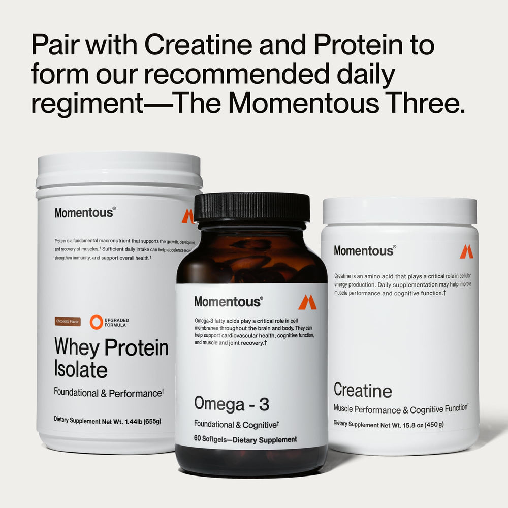 Serving suggestion with two omega-3 softgels and food
