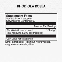 Close-up of Momentous Rhodiola Rosea label