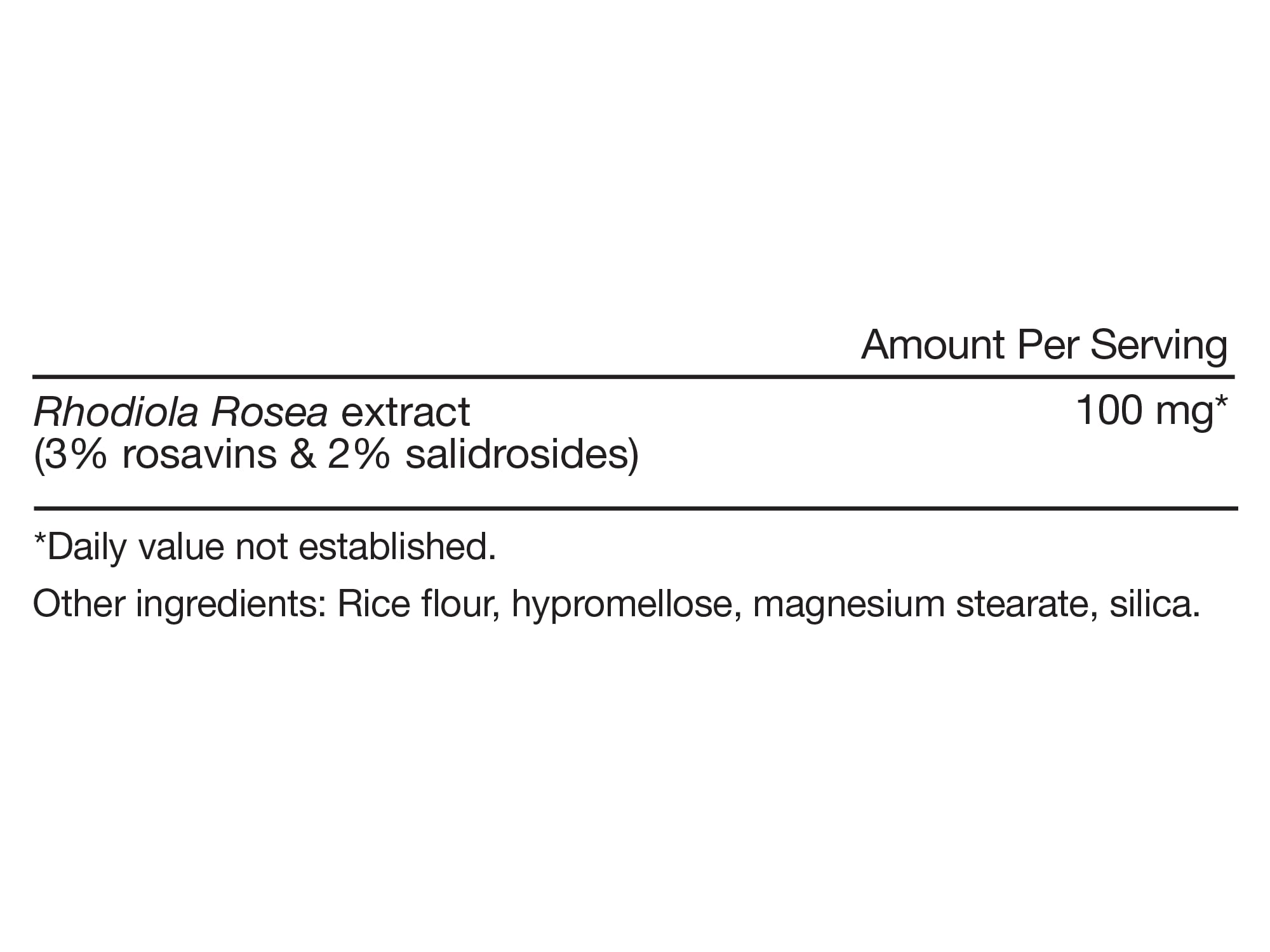 Rhodiola Rosea capsules and packaging