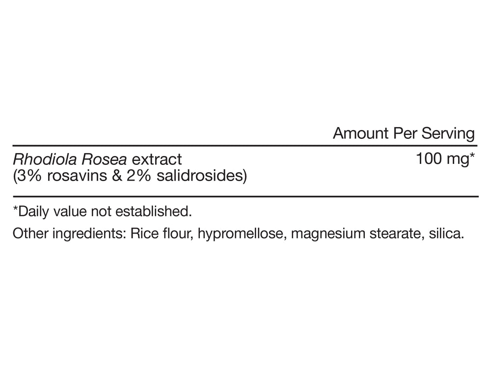 Rhodiola Rosea capsules and packaging