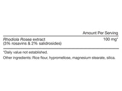 Rhodiola Rosea capsules and packaging