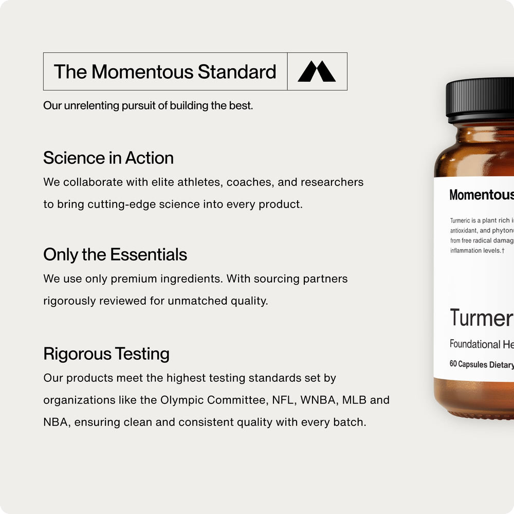Momentous Turmeric bottle on wooden table fits everyday wellness routines