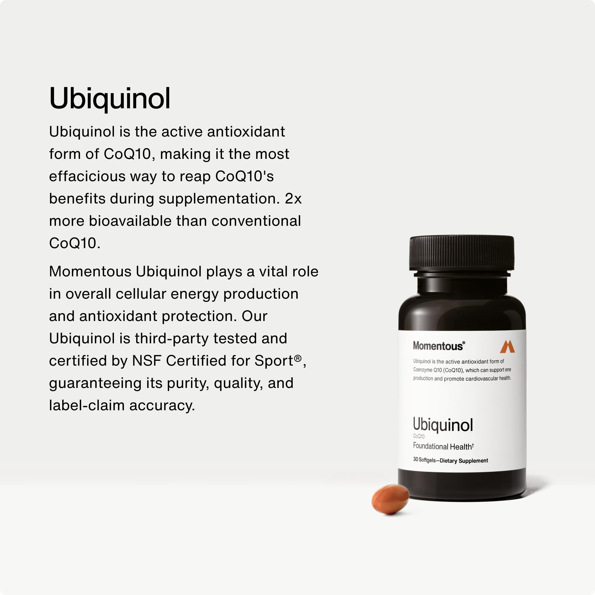 Product packshot of Momentous Ubiquinol softgels