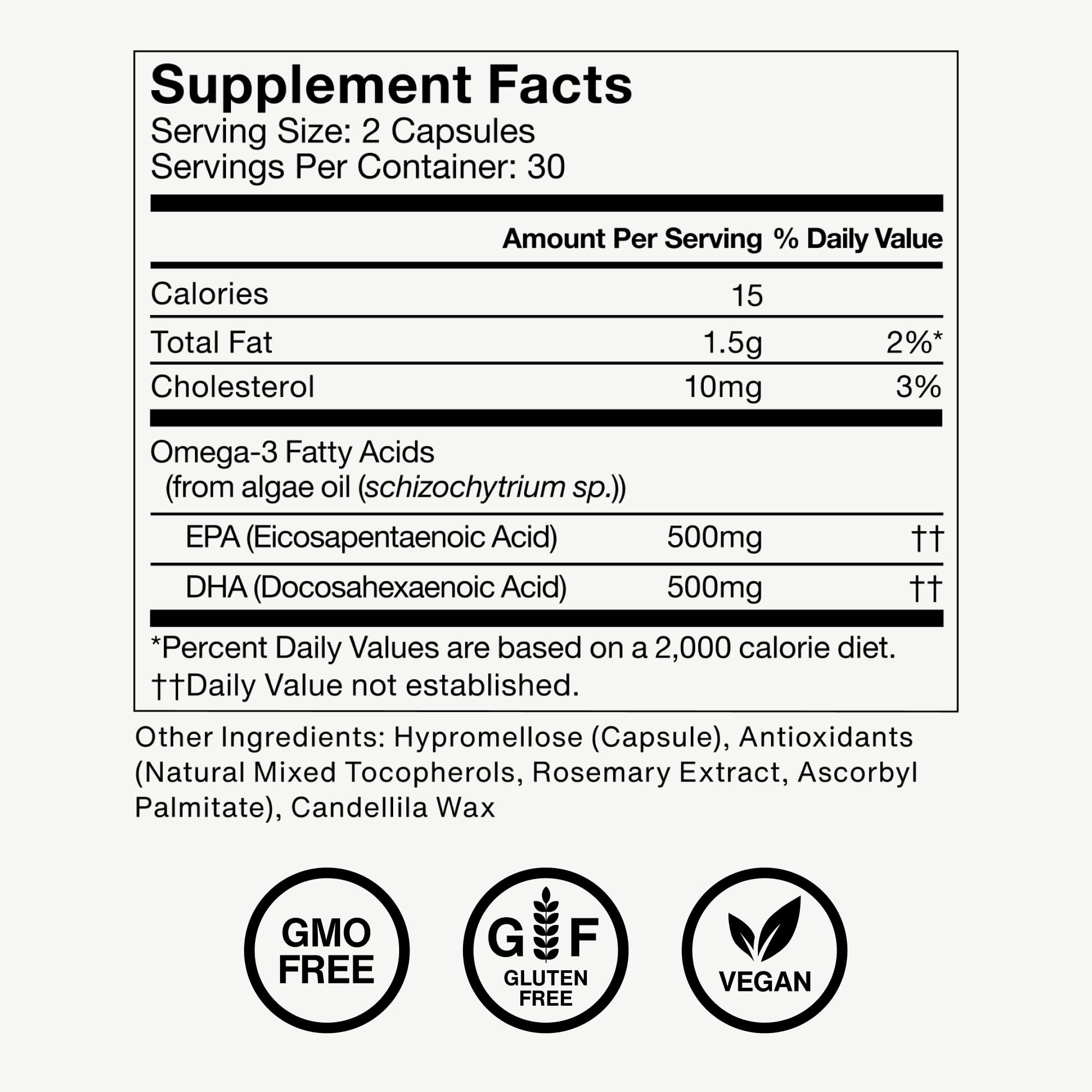 Momentous Vegan Omega-3 packaging details and label