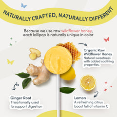 MommaBear Nausea Lollipops individually wrapped candies emphasize clean, non-GMO ingredients.