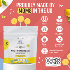 MommaBear travel-ready lollipops shown in compact pack for trips.